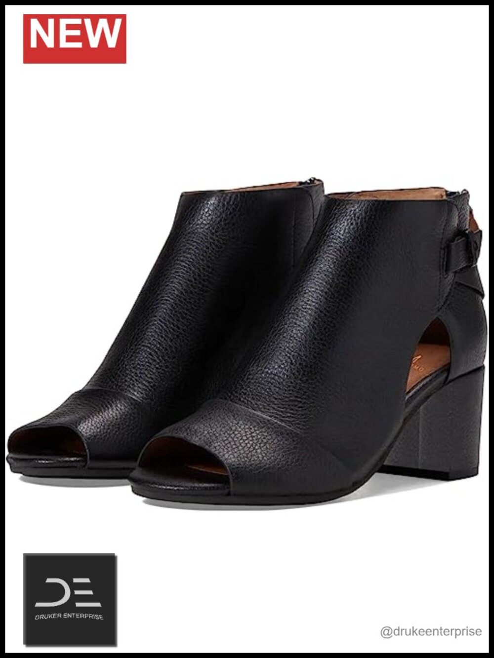 Women's Open Toe Chunky Block Heel Sandal Booties with Back Zipper and Cutout